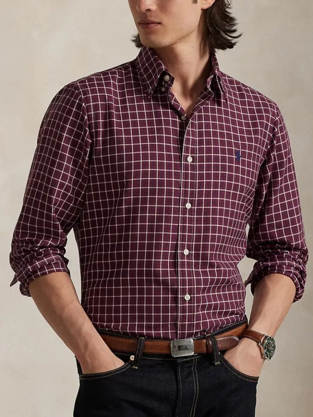 POLO RALPH LAUREN Oxford Plaid Button Down Long Sleeve Shirt LARGE NWT